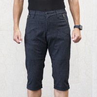 Knee Pocket Cropped Pants with Hem Adjuster Belt Melange Black