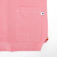 Half-Sleeve Moss Stitched Fabric Polo Shirt Melange Pink