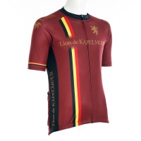 Half-Sleeve Cycling Jersey Belgium Flag Line Terracotta