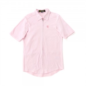 Coolmax混　半袖シャツジャージ　シアサッカー　ピンク